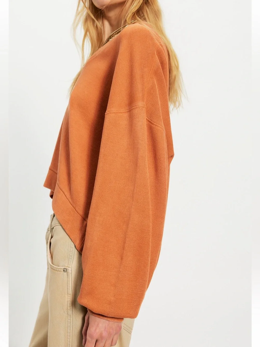 NWT Free People Comfort Zone V Neck Pullover Orange Fall Halloween Sweater Top